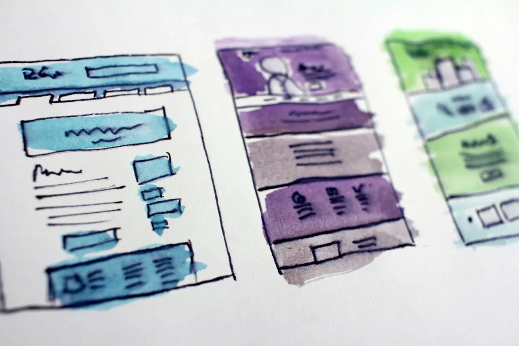 Agence web Arras : esquisses de mise en page, conception de site.