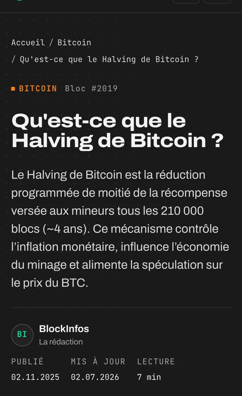 Détail du site BlockInfos : l’en-tête du bloc
