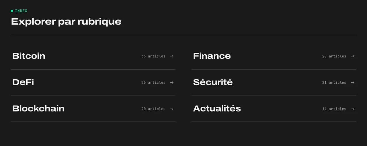 Détail du site BlockInfos : l’index