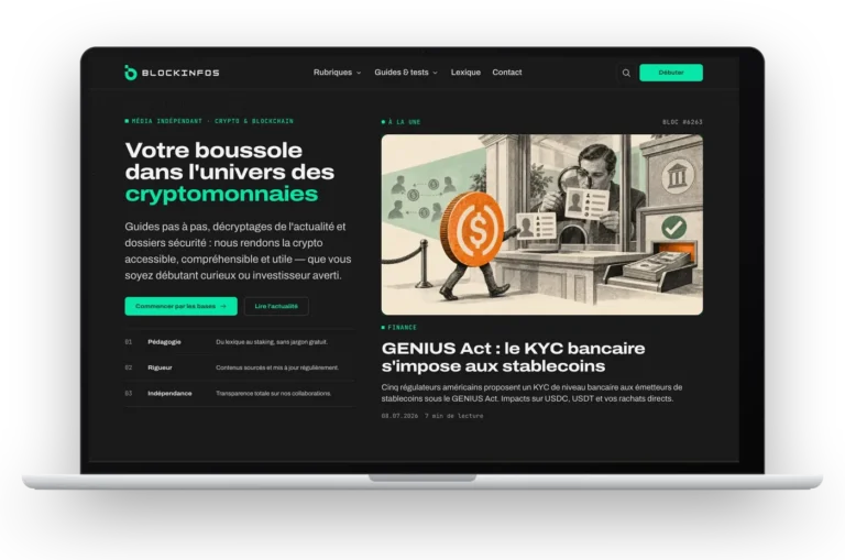 Site du média crypto BlockInfos, page d’accueil