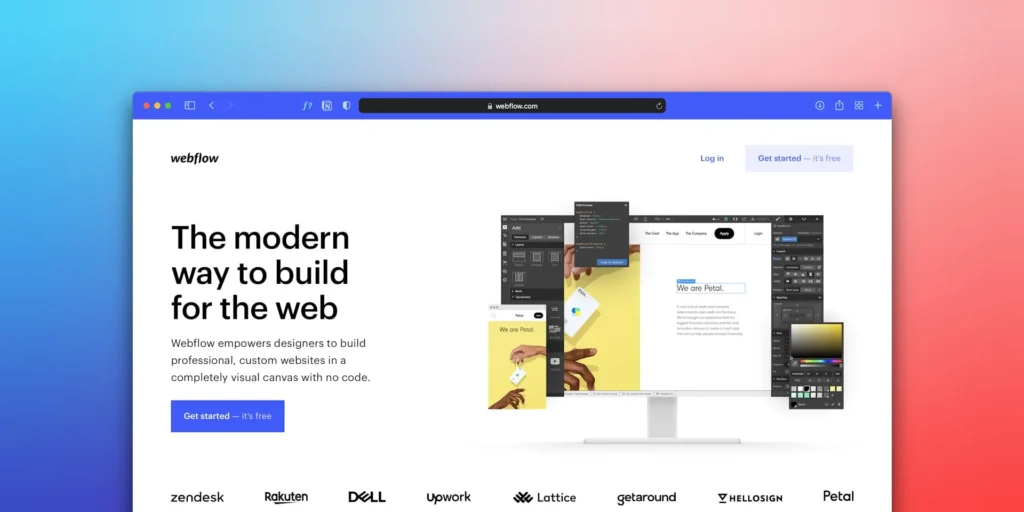 Écran d'ordinateur affichant une interface moderne de construction web