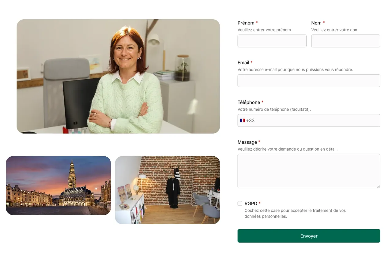 Détail du site Maître Fontaine : le formulaire