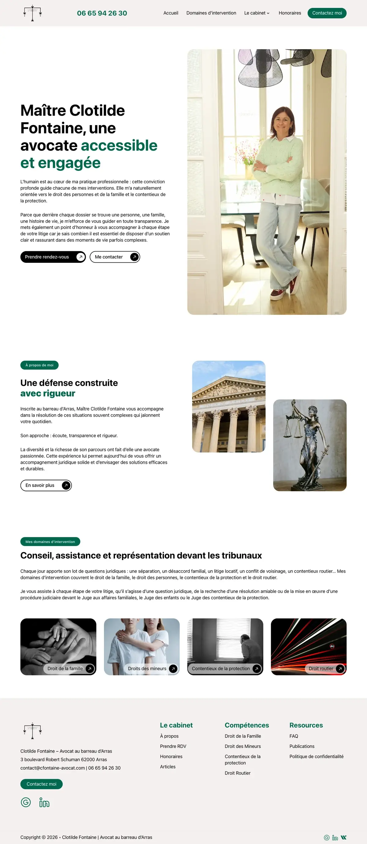 Accueil du site Maître Fontaine sur ordinateur, capture de la page entière