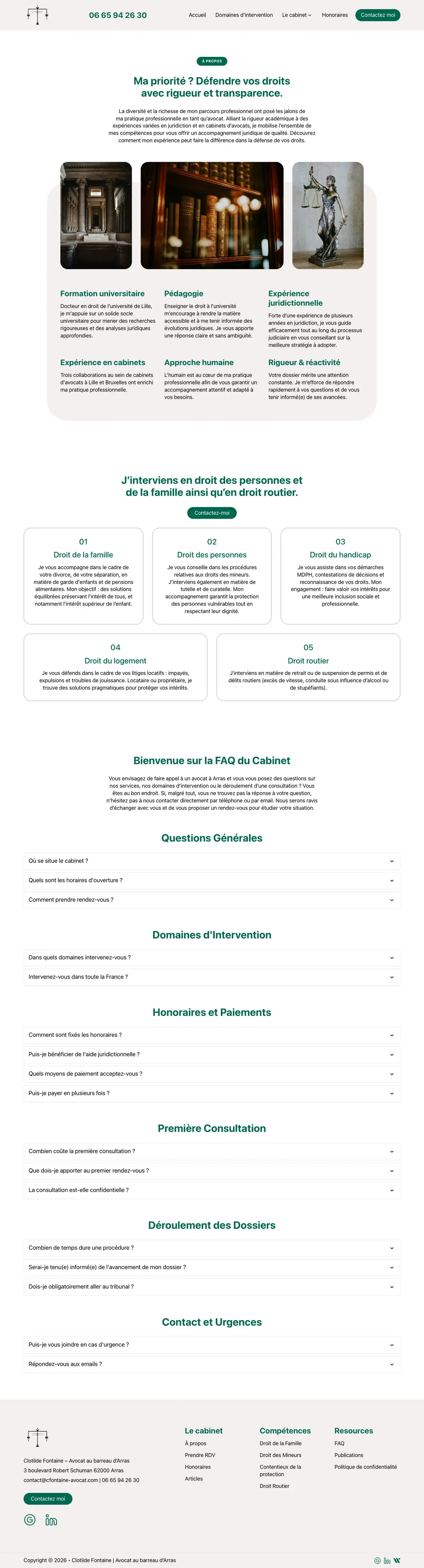 À propos du site Maître Fontaine sur ordinateur, capture de la page entière
