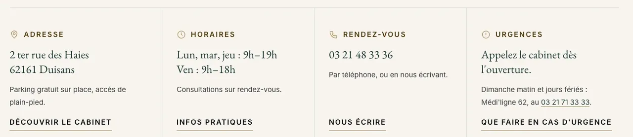 Détail du site Cabinet dentaire : le bandeau à filets