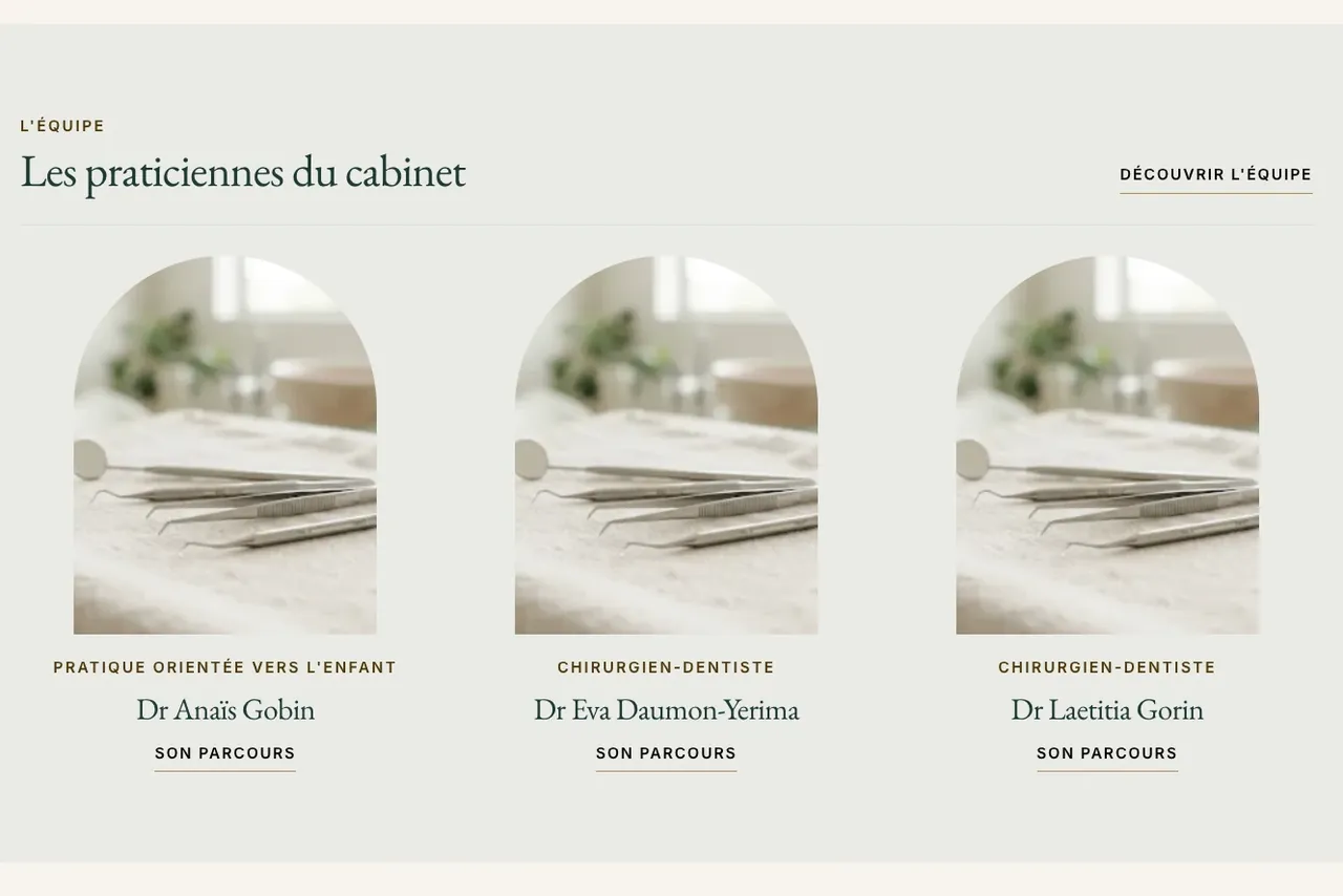 Détail du site Cabinet dentaire : les arches des praticiennes