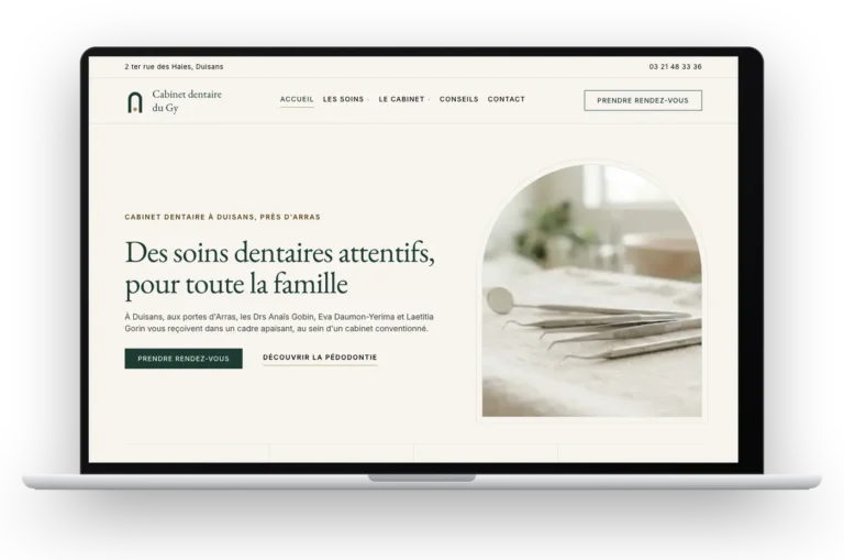 Le site Cabinet dentaire affiché sur un ordinateur portable