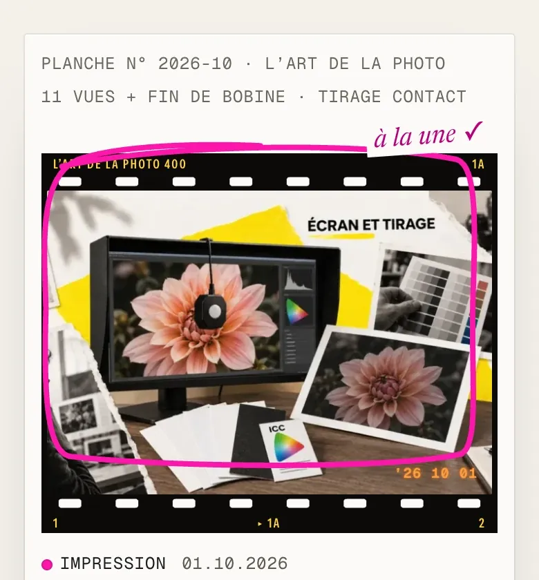 Détail du site L’Art de la Photo : la planche contact