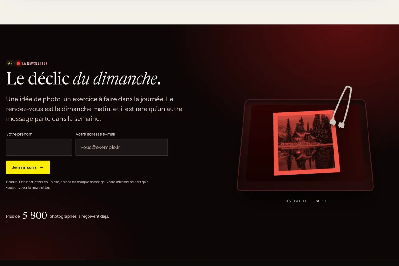Détail du site L’Art de la Photo : le bac de révélateur