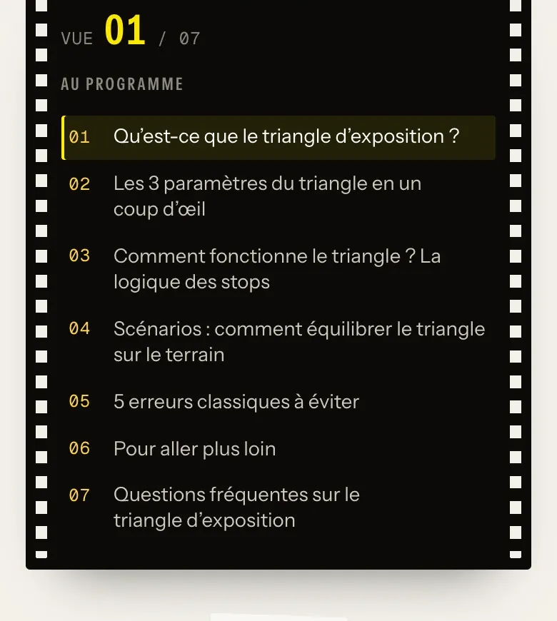 Détail du site L’Art de la Photo : la bande de film