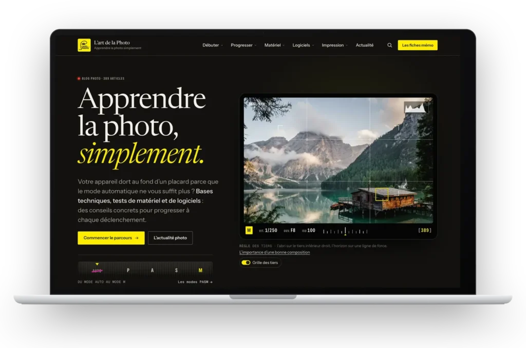 Le site L’Art de la Photo affiché sur un ordinateur portable