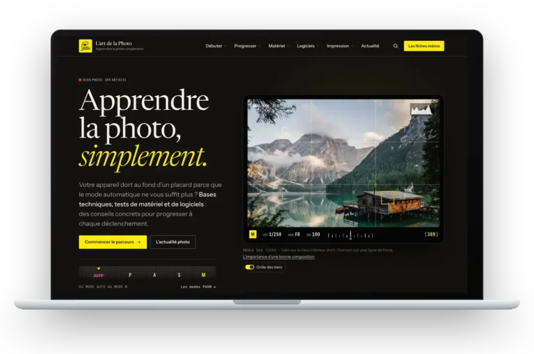 Le site L’Art de la Photo affiché sur un ordinateur portable