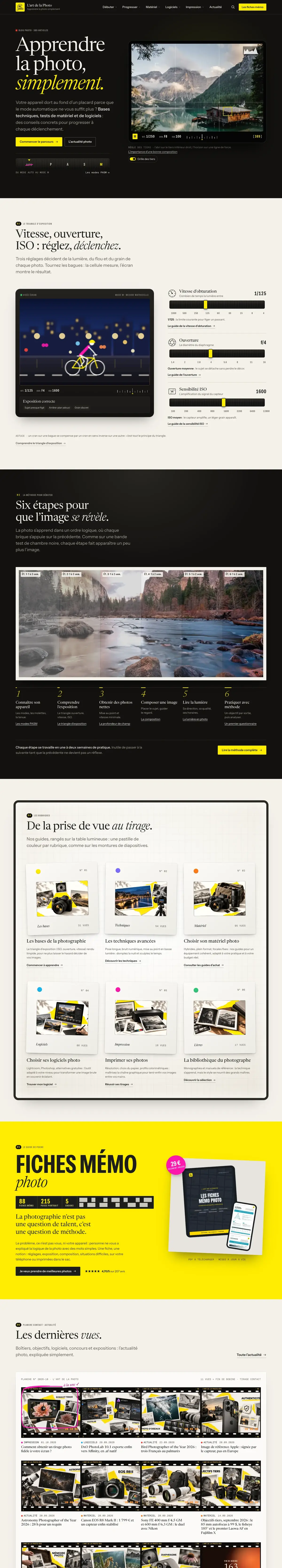Accueil du site L’Art de la Photo sur ordinateur, capture de la page entière