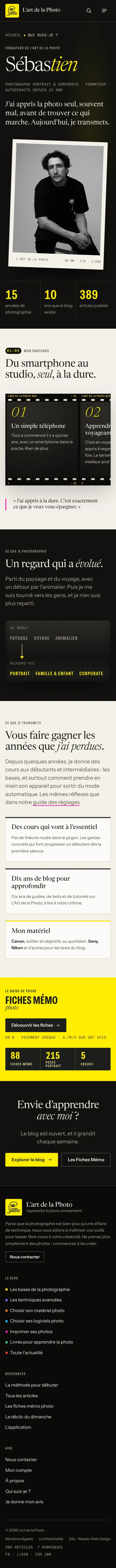 Qui suis-je du site L’Art de la Photo sur téléphone, capture de la page entière