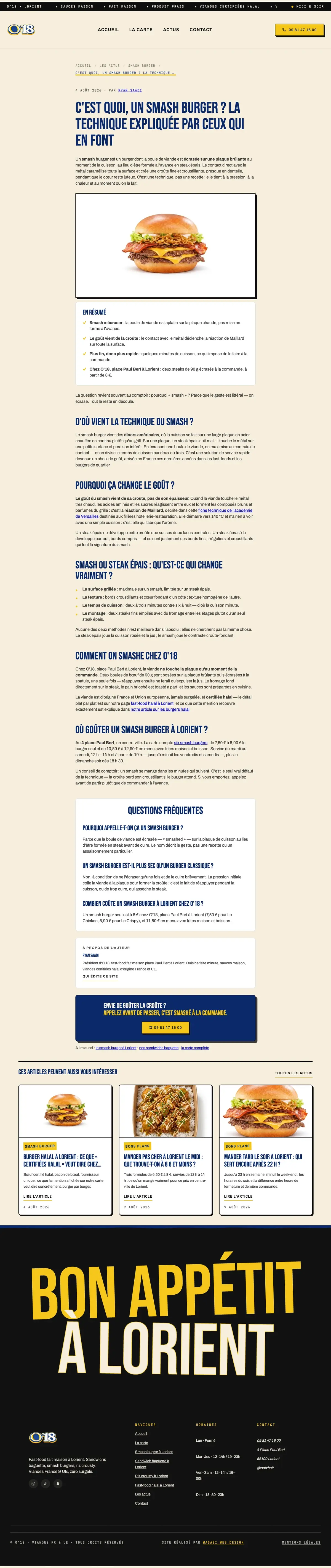 Article du site O’18 sur ordinateur, capture de la page entière