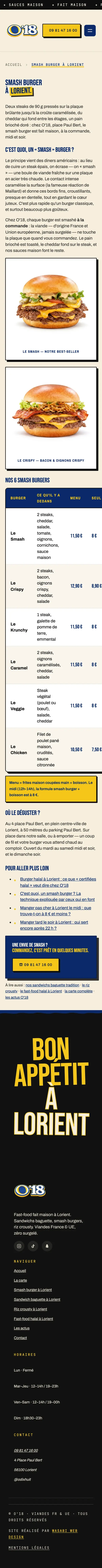 Page pilier du site O’18 sur téléphone, capture de la page entière
