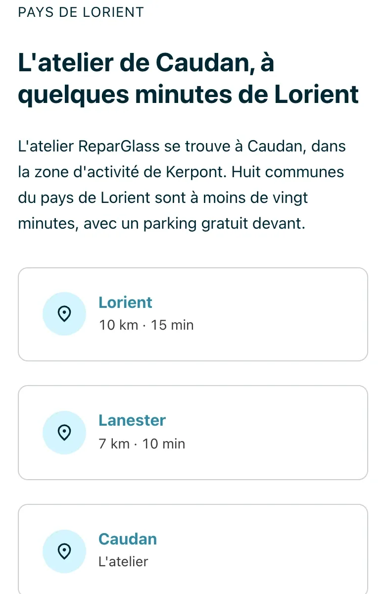 Détail du site ReparGlass : les communes