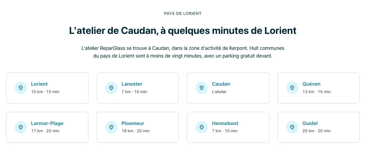 Détail du site ReparGlass : les communes