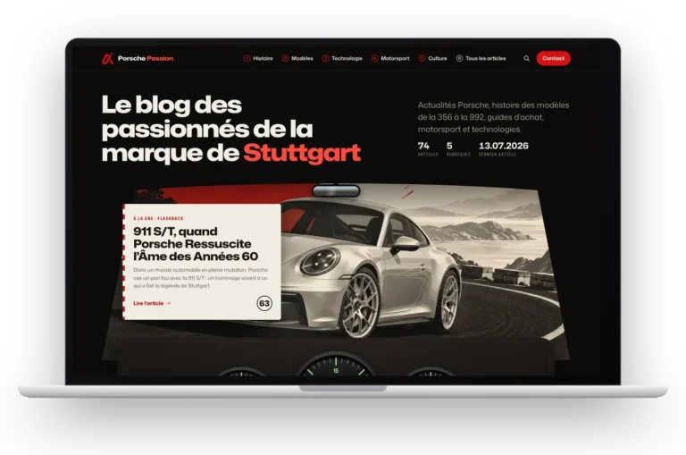 Site du blog Porsche Passion, page d’accueil
