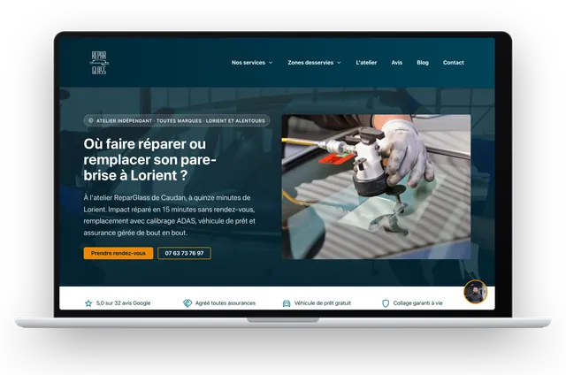 Site de l’atelier ReparGlass, vitrage automobile près de Lorient