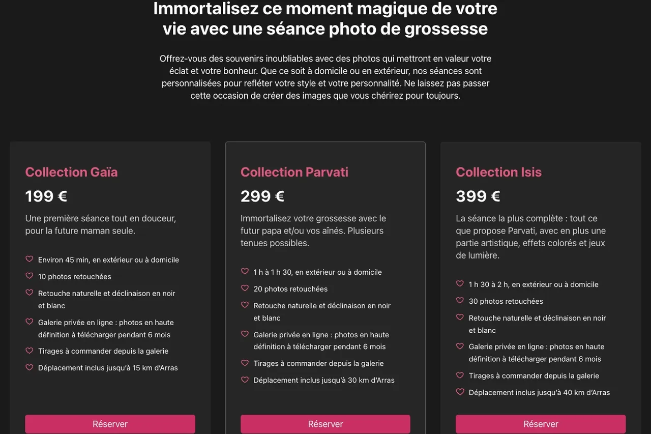 Détail du site STUDIØ 538 : les trois collections