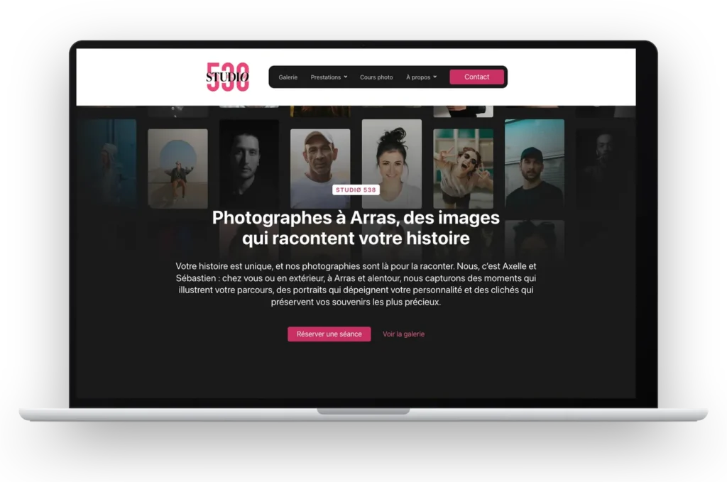 Le site STUDIØ 538 affiché sur un ordinateur portable