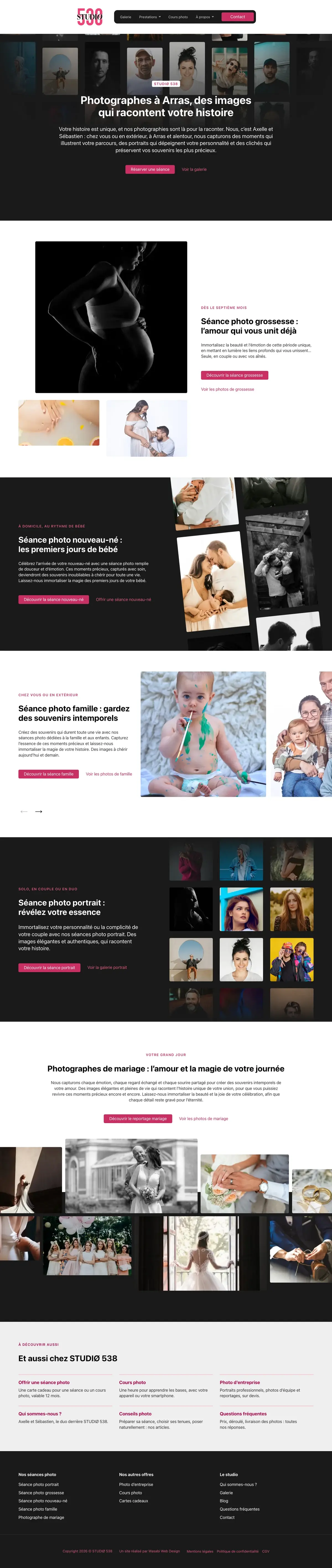 Accueil du site STUDIØ 538 sur ordinateur, capture de la page entière