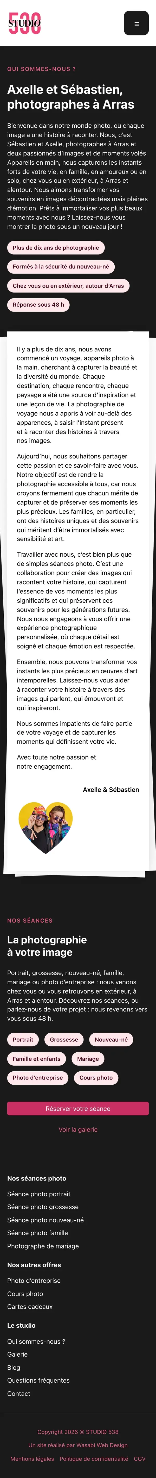 Qui sommes-nous du site STUDIØ 538 sur téléphone, capture de la page entière