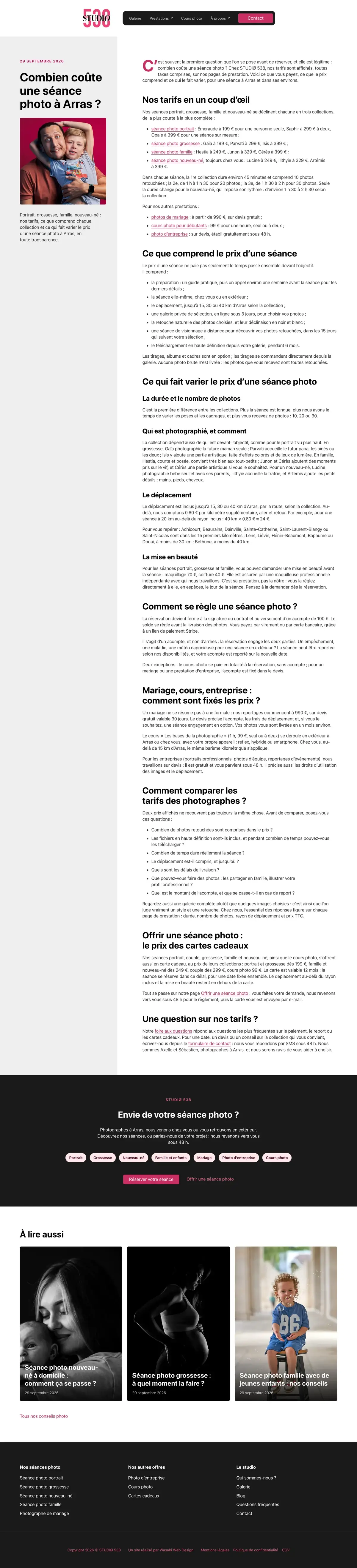 Article du site STUDIØ 538 sur ordinateur, capture de la page entière