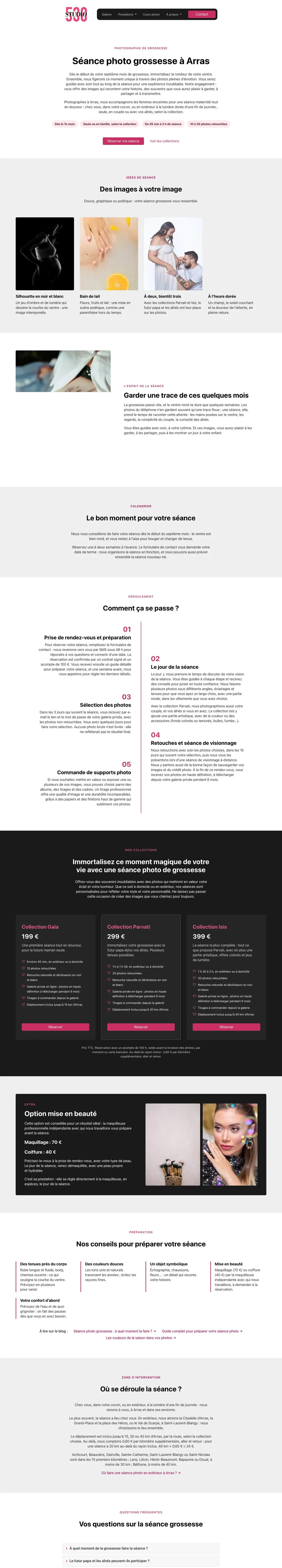 Une prestation du site STUDIØ 538 sur ordinateur, capture de la page entière