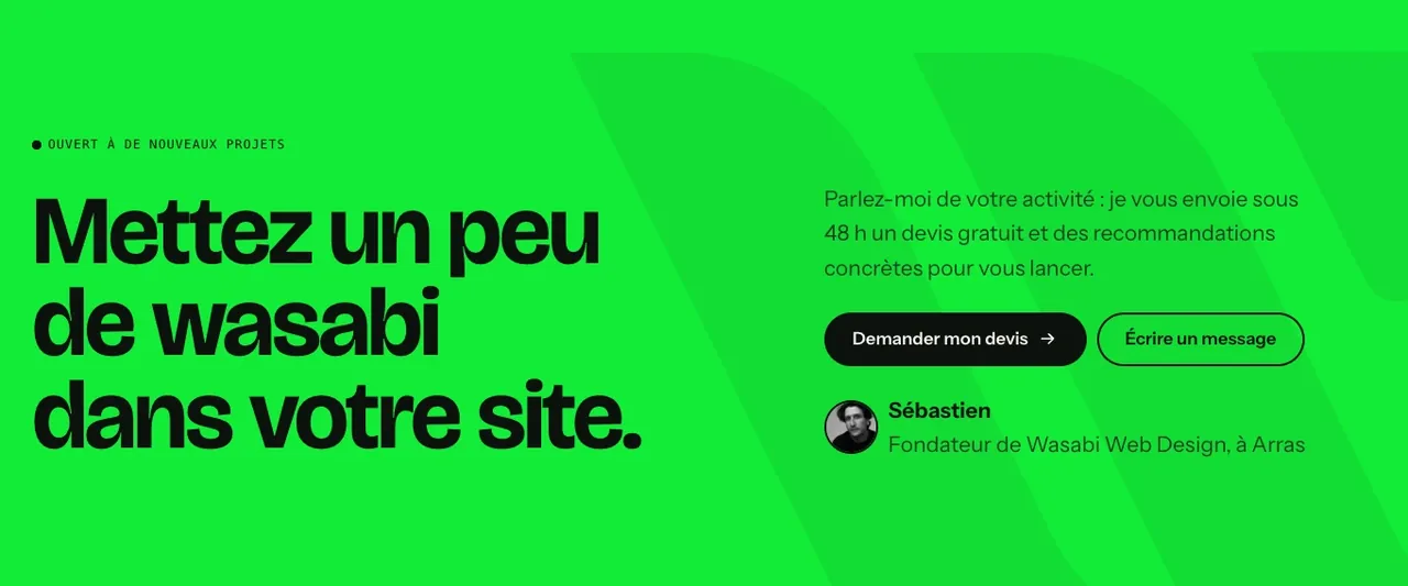 Détail du site Wasabi Web Design : l’invitation